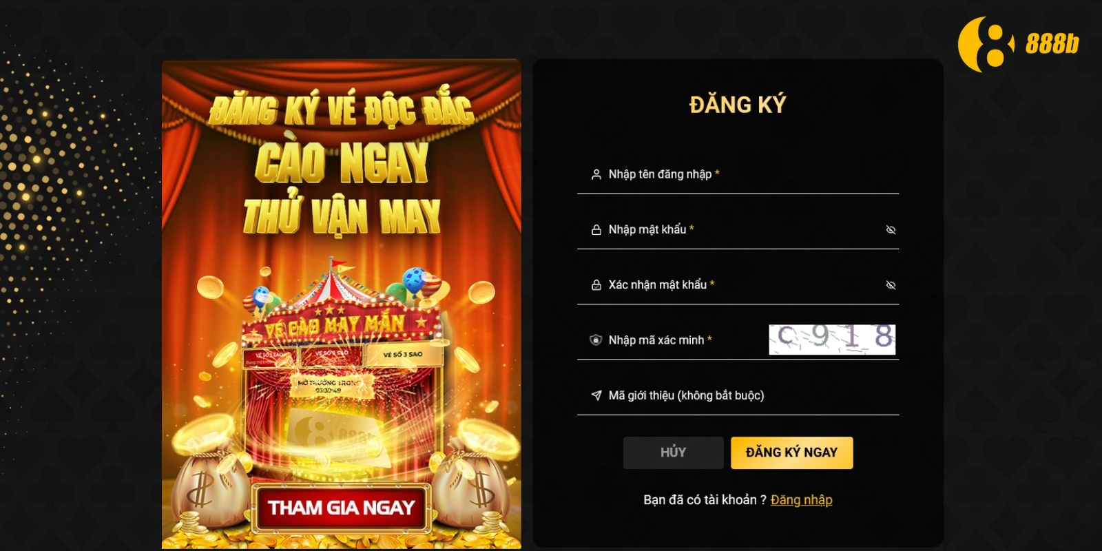 Đăng ký tài khoản 888B là bước quan trọng để có được Account truy cập vào nhà cái của chúng tôi