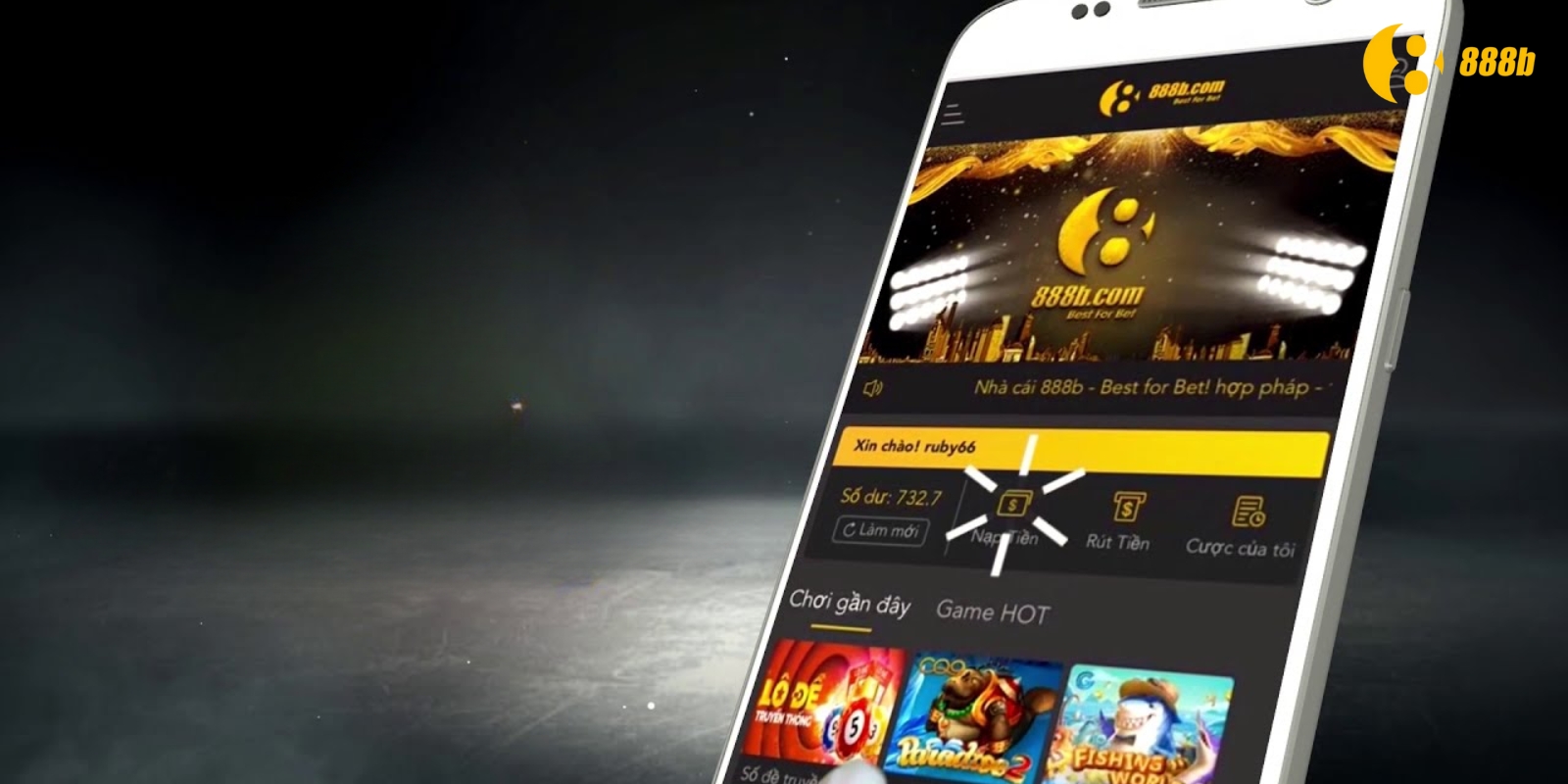 Giao dịch nạp/gửi tiền vào tài khoản 888B để có vốn cược trước khi chơi